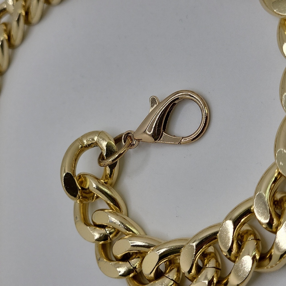Women's Gold Tone Wide Cuban Link Chain Belt 42" end to end 3/4" width - Picture 9 of 11